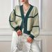 European And American Style Cross-border Knitted Sweater With Elegant V-neck, Loose Fit, Long Sleeve Cardigan Jacket_ecoleips.com