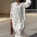 Women's Clothing Casual Loose Lace V Neck Dress_ecoleips.com