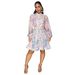 Floral Print Lantern Sleeve Dress With Belt – Boho Chic Button-Up Mini Dress (Light Pink/Blue/Yellow, S-XXL)_ecoleips.com