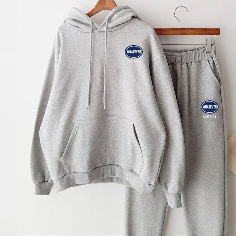 Women's Clothing Internet Celebrity Sports Leisure Winter New Loose Slim Street Style Plus Velvet Thickened Sweatshirt Two Piece Suit For Women_ecoleips.com