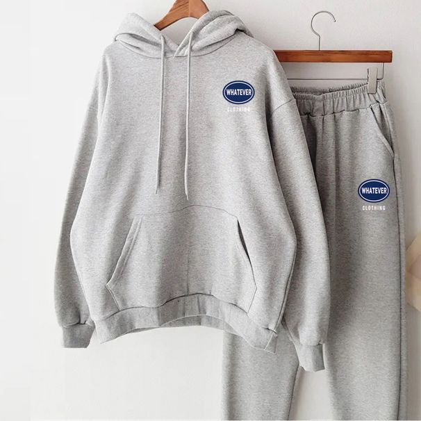 Women's Clothing Internet Celebrity Sports Leisure Winter New Loose Slim Street Style Plus Velvet Thickened Sweatshirt Two Piece Suit For Women_ecoleips.com
