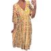 Large-Sized, Super Fairy-Like V-Neck Floral Dress, Beach Vacation Dress, Loose Long Dress_ecoleips.com