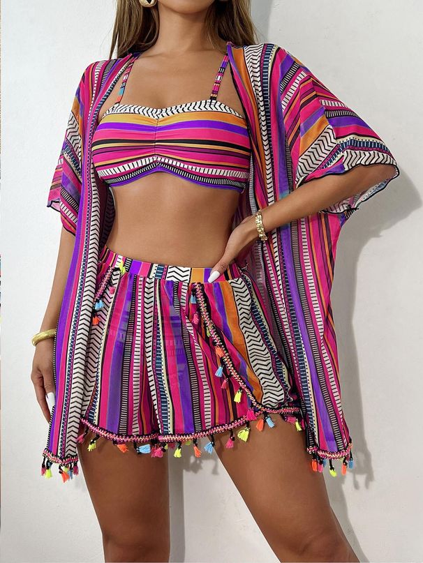 Trendy Halter Neck Bikini Two Piece Set Middle Eastern Sexy Print Women's Swimwear_ecoleips.com