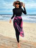 Women's Long Sleeve Rash Guard Swimwear Set With Skirt - UPF 50+ Sun Protection Modest Beach Outfit (Multiple Colors & Sizes Available)_ecoleips.com