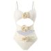 Women's Clothing Sexy Tube Top Bikini One Piece Swimsuit 3D Three Dimensional Flower Swimsuit_ecoleips.com