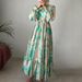 Ladies Fashion Temperament Elegant Contrast Color Personality Cuff Design With Belt Long Dress_ecoleips.com
