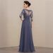 Elegant Slimming U-Neck Long Evening Gown in Chiffon for Parties And Special Occasions with Flowy Hem_ecoleips.com