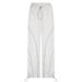 Women's Clothing New Hot Girl High Waist Drawstring Elastic Waist Pig Nose Buckle Leg Trousers Wide Leg_ecoleips.com