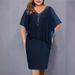 plus Size Women's Chiffon Patchwork Rhinestone Irregular mid Sleeve Dress 2023 New Cross Border Independent Website Q280_ecoleips.com