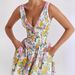 2026 Foreign Trade Summer New Elegant V-neck Waist-cinching Slim Sleeveless Floral Vacation Mid-length Dress_ecoleips.com