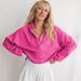 K Fashionable Loose Hooded Sweatshirt Women's V-neck Top Pullover Long Sleeved Shirt_ecoleips.com