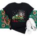 European And American Cross-border Foreign Trade Women's Clothing Christmas Merry Round Neck Printed Ladies Short Sleeve_ecoleips.com