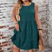 Elegant And Fashionable Women's Vest Dress, With Texture Design, Round Neck And Lotus Leaf Hem, Suitable For Summer_ecoleips.com