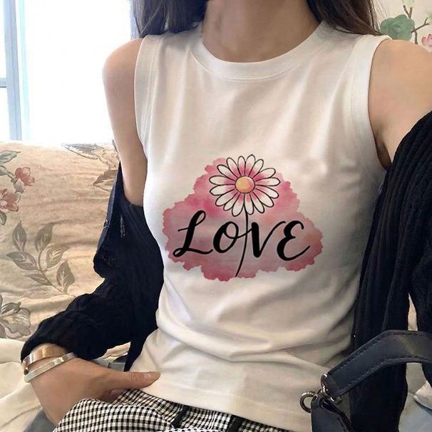 Women's New Summer Sleeveless Tank Top T-shirt, Simple Korean Style, Trendy, Versatile, And Fashionable_ecoleips.com