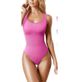 LazyZoom Square Neck Ribbed Triangle Panty One-piece Bodysuit Shapewear Thong Quick-dry Breathable Tight-fitting Yoga Suit_ecoleips.com