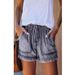 Aria Basics Aria Basics 2023 Summer New European And American Cross-Border Fashion Elastic Waist Drawstring Casual High-Waisted Slimming Denim_ecoleips.com