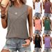 2025 Women's Summer Casual Splicing Round Neck Sleeveless Solid Color Tank Top T-Shirt_ecoleips.com
