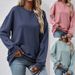 Women's Casual Loose Crew Neck Pocket Sweatshirt_ecoleips.com