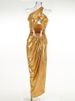 Women's Clothing new style golden sexy halter neck wrap top pleated irregular skirt two piece chain suit skirt_ecoleips.com