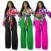 Women's Clothing Suit Autumn Large Size Printed Trumpet Sleeve Top Wide Leg Pants Two Piece Suit_ecoleips.com