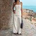 Women's Spring/Summer Strapless Suit Vest High-Waisted Wide-Leg Pants Set European American Style_ecoleips.com