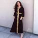 Elegant Muslim Abaya Dress With Color Blocking & Embroidery - Modest Long Sleeve Maxi Dress For Women (Available In Black/Red/Green/White/Blue)_ecoleips.com