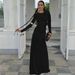 2025 Summer New Fashion Slim Fit Pleated Elegant Round Neck Long Sleeve Dress For Women Wholesale_ecoleips.com