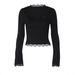 Slim Fit Women's Lace Square Collar Long Sleeve Top Versatile Fashion European American Style Amazon Cross Border Wholesale_ecoleips.com