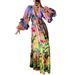 Women's Clothing Printed Gradient Dress Ruffle V Neck Sexy Slim Dress_ecoleips.com