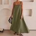 Women's Clothing Spring Summer Fashion Contrast Color Cotton Linen Blend Women's Sling Dress Swing Style New Arrival_ecoleips.com
