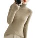 Women's High Neck Ribbed Knit Sweater - Slim Fit Long Sleeve Turtleneck Pullover For Work & Casual Wear_ecoleips.com