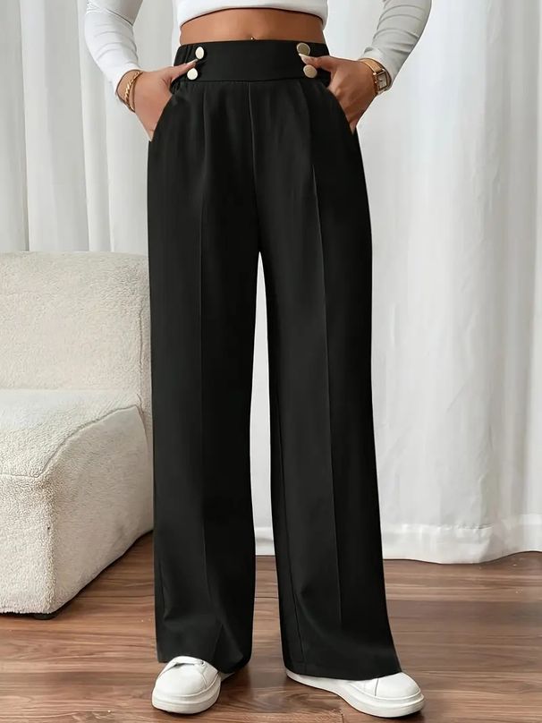 Women's Clothing New Style Drape Mopping Casual Pants High Waist Trousers Loose Temperament Straight Women's Niche Design Solid Color_ecoleips.com