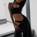2026 European And American Solid Color Summer Sexy Hot Girl Fashion Hollow Out Tight-Fitting High-Waisted Bodysuit_ecoleips.com