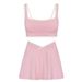 Women's Fitness High Elastic Brushed Sports Bra Skirt Set Halter Neck Shockproof Padded Tennis Yoga Outfit_ecoleips.com