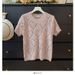 Women's Clothing Sweet And Age Reducing Love Hollow Round Neck Short Sleeved Knitted Sweater Summer New Loose Pullover Slightly Transparent Tops_ecoleips.com