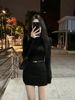 Stylish Half High Collar Slim Fit Dress Women's Long Sleeve Wrap Waist Short Skirt Fashionable Elegant Pure Color Winter Dress_ecoleips.com