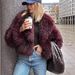 Luxury Faux Fur Coat – Wine Red Short Jacket, Oversized Fit, High-End Velvet-Like Texture, XS-L, Fashionable Streetwear Essential_ecoleips.com