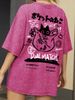 Women Cartoon T-Shirts Vintage Summer Harajuku Kawaii Cat Printed Short Sleeve Tees Couple Streetwear Loose Clothes Cotton Tops_ecoleips.com