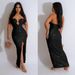 Women's solid color sexy sequined backless long skirt dress_ecoleips.com