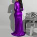 Women's Clothing High-Slit V-Neck Evening Dress – Metallic Knit Bodycon Gown With Long Sleeves (Red/Purple/Gold/Blue, S-XXL, Curve-Hugging)_ecoleips.com