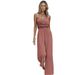 Women's Solid Color Chiffon V Neck Sleeveless High Waist Tie Belt Jumpsuit – Loose Fit Flowy Premium Romper For Spring Fall 2026_ecoleips.com