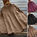 Women's Ruffled Casual Long Sleeve Shirt Autumn 2026 Button Detail Oversized With Waist Cinching Elegant Fashion Blouse_ecoleips.com