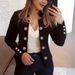 2023 New European And American Women's Clothing Fashion Cuff Small Blazer Double Button Cardigan Top_ecoleips.com