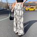Suitable For All Seasons European Style Old Money Loose Cotton Printed Wide-Leg For Women Summer Thin Lazy Linen Floor-Length Pants_ecoleips.com