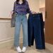 Light Blue Straight-leg Jeans Women, New Autumn Style, Suitable For Pear-shaped Body, Plus Size, High-waisted, Loose,_ecoleips.com