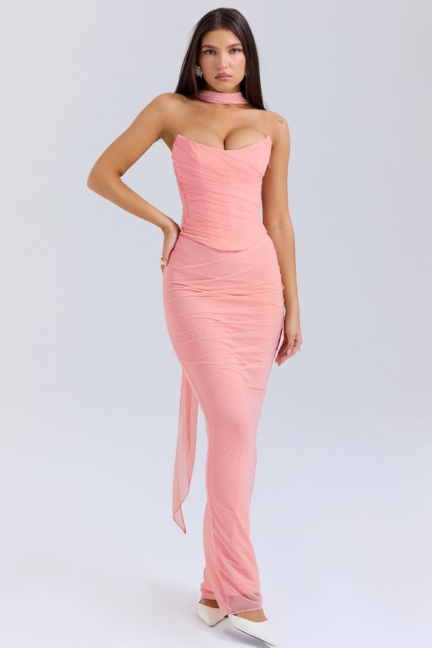 2025 Cross-Border European And American Style Blue Strapless Crop Top + High Waist Bodycon Pencil Skirt Slim Fit_ecoleips.com