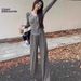 ng2510292 Casual Lazy Style Outfit Spring/Autumn 2025 New Trendy Fashionable Youthful Slimming Sweatshirt And Wide-Leg Pants_ecoleips.com