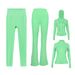 Women's Four Piece Set Sportswear Hooded Jacket Slim Fit Outerwear Elastic Sports Jacket Flared Pants Cropped Pants_ecoleips.com