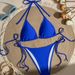 Women's Solid Color Triangle Bikini Swimsuit With Laces High Elasticity Removable Breast Pads Quick Drying Breathable Swimwear For Summer_ecoleips.com