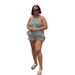Women's Clothing Elegant Halter Neck Striped Suit Style Loose Sleeveless Pant Sets Long Sleeve For Formal & Casual_ecoleips.com